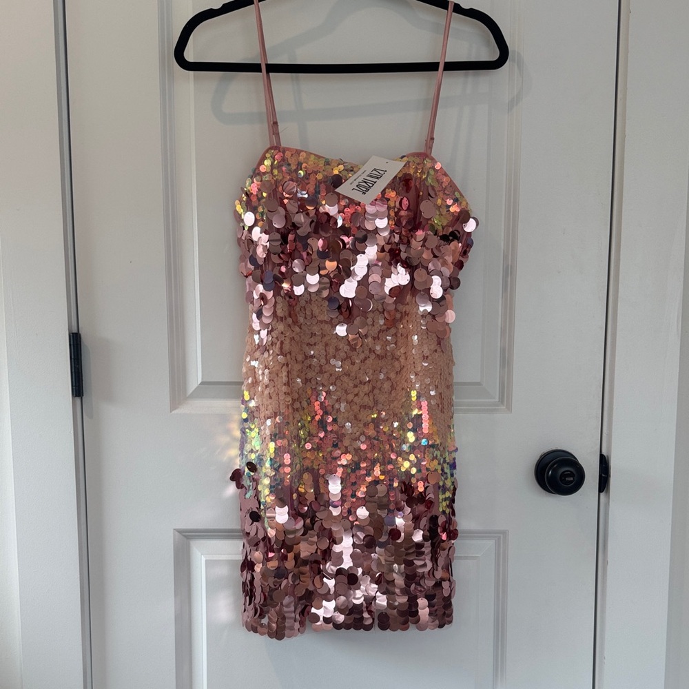 12th Tribe Pink and Gold Sequin Dress